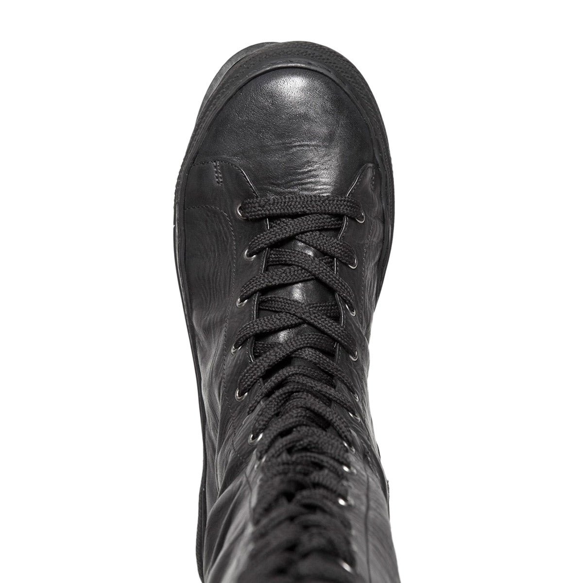 Sneaker thigh highs with lacing (model 500) leather black