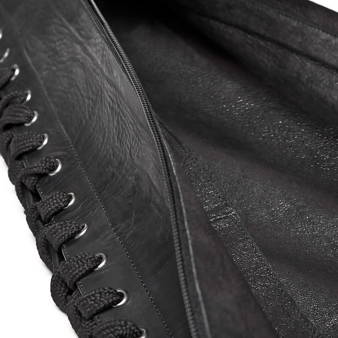 Sneaker thigh highs with lacing (model 500) leather black