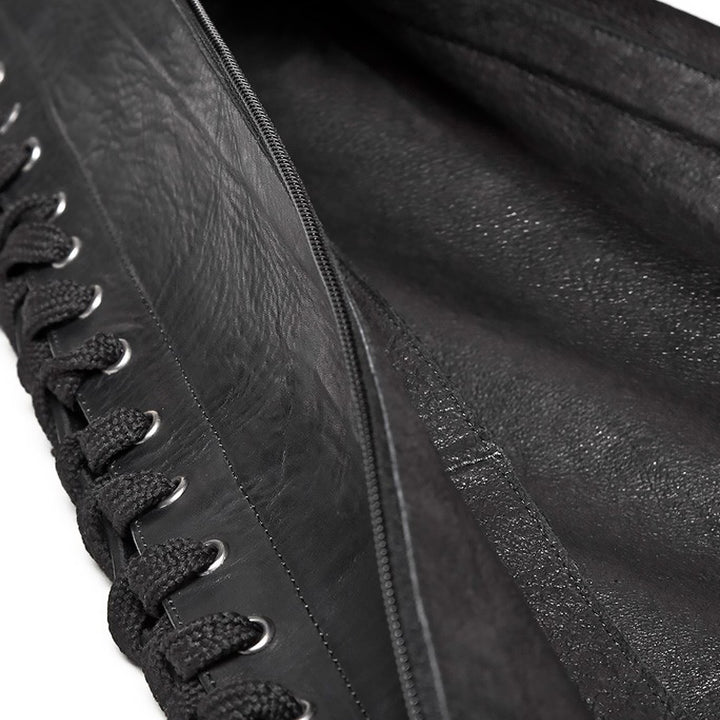 Sneaker thigh highs with lacing (model 500) leather black