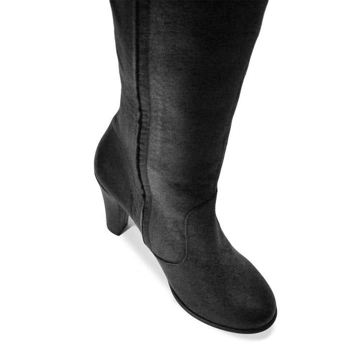 Cuissardes à talons hauts et lacets (modèle 502) cuir gris