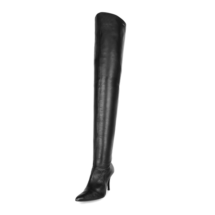 Lange Overkneestiefel mit High Heels (Modell 504) Leder schwarz