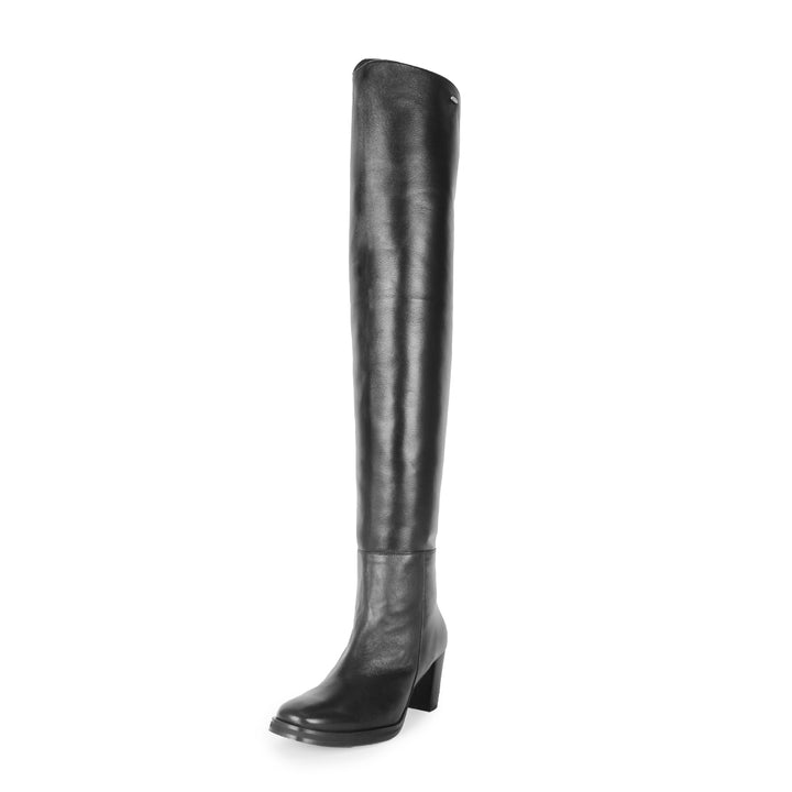 Cuissardes à petit talon bloc (modèle 507) cuir noir