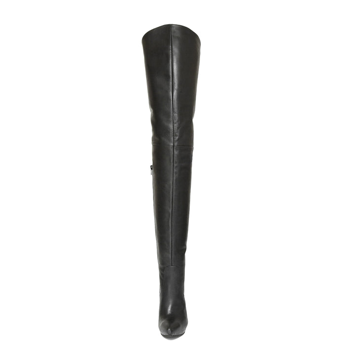 Cuissardes à talon haut avec rivets (modèle 510) cuir noir