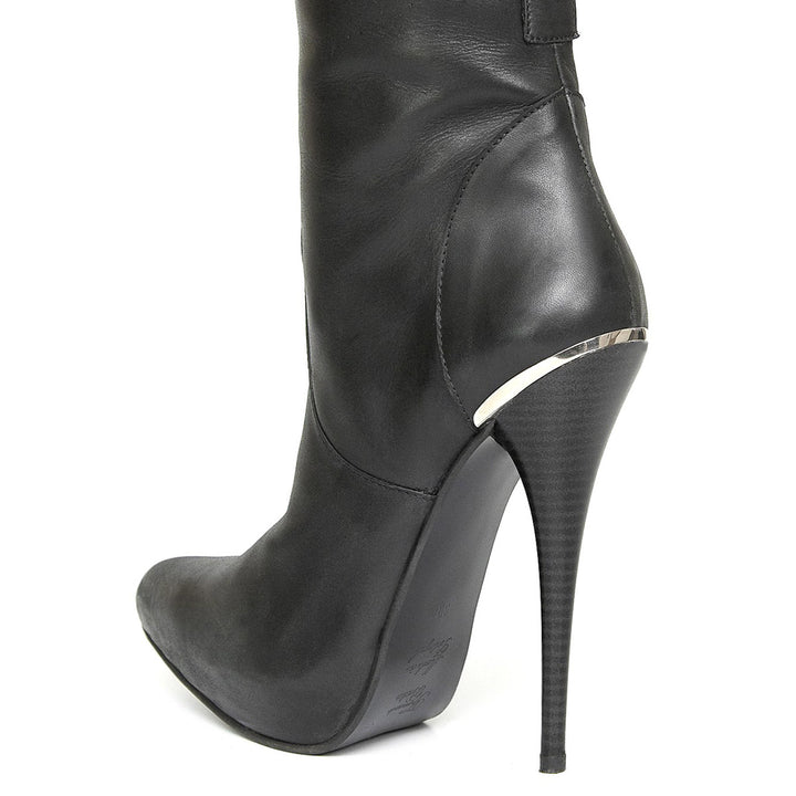 Cuissardes à talon haut avec rivets (modèle 510) cuir noir