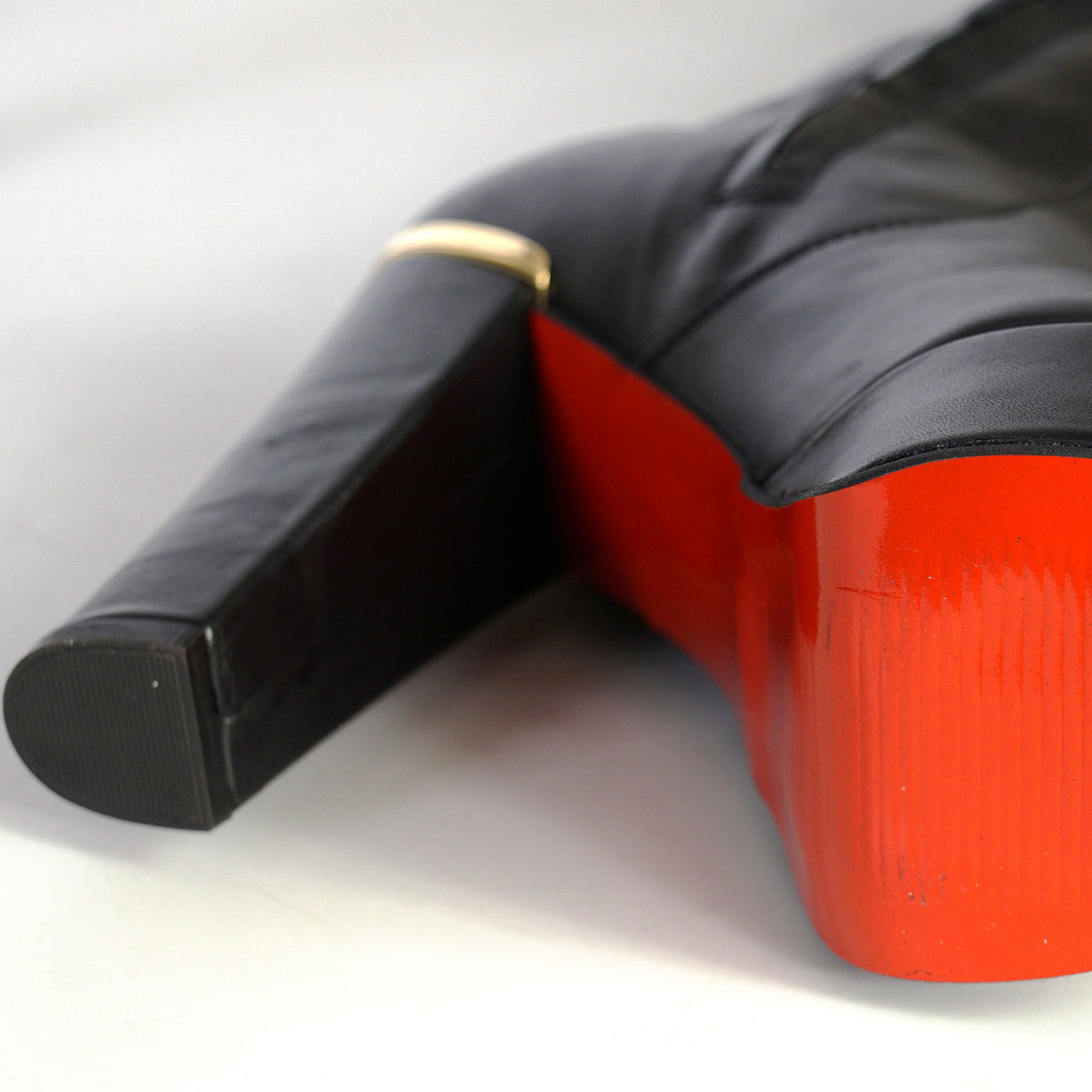 Thigh boots with block heel and buckle (model 517) leather