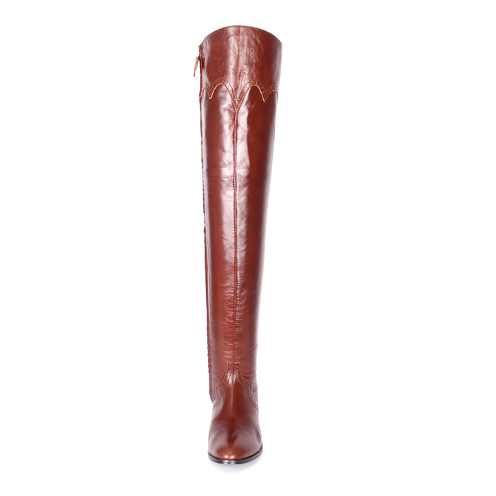 Overknees mit Brogue-Details (Modell 530) Leder camel