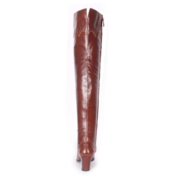 Overknees mit Brogue-Details (Modell 530) Leder camel