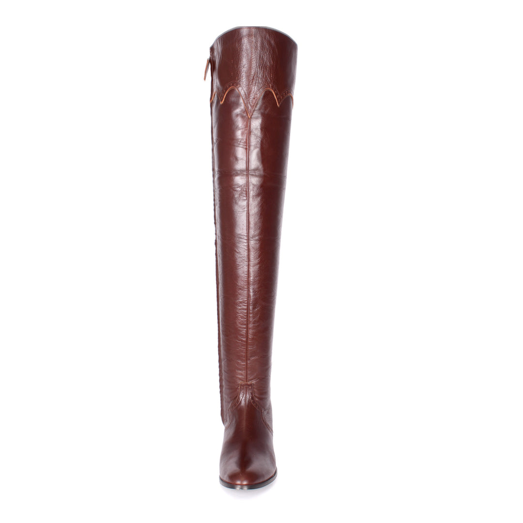 Overknees mit Brogue-Details (Modell 530) Leder dunkelbraun