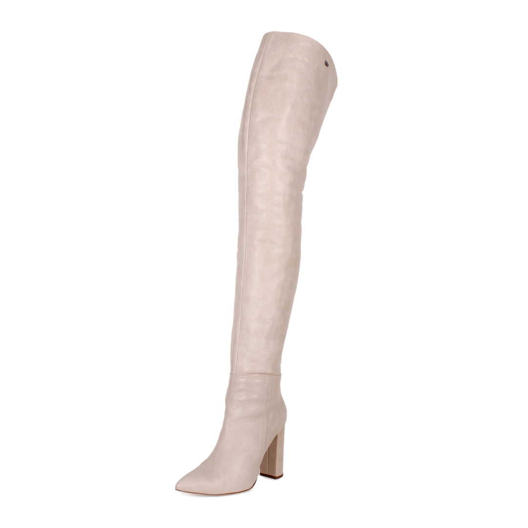 Cuissardes à talon bloc (modèle 540) cuir ivoire