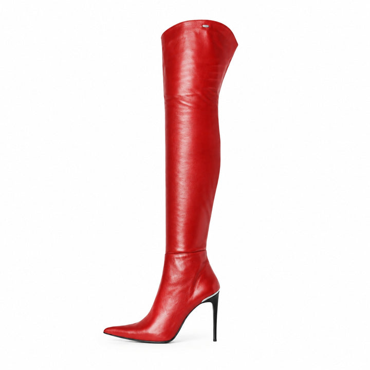 Stiletto thigh highs extra pointed (model 560) leather red