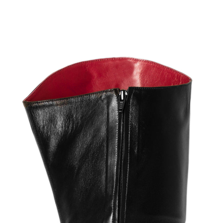 Cuissardes stiletto extra pointues (modèle 560) cuir noir