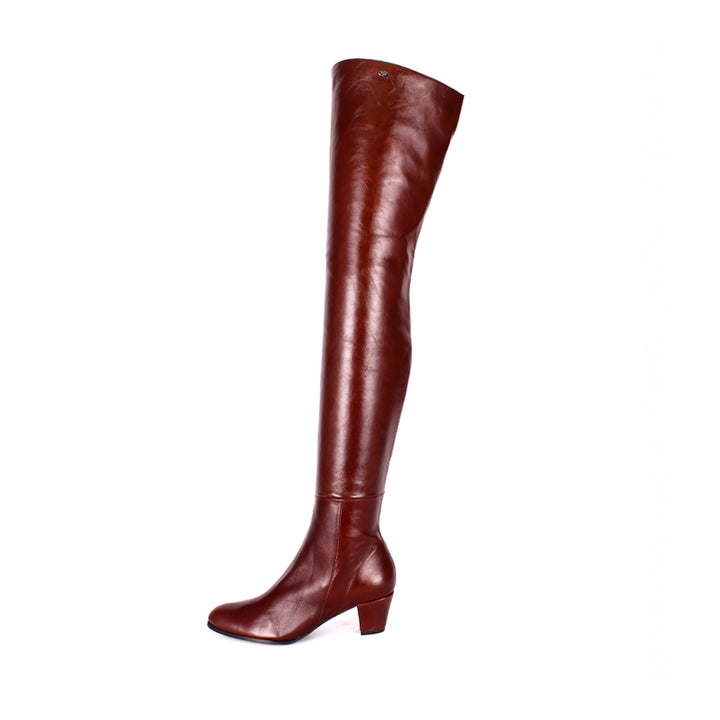 Thigh high boots "Frederique Bel" (model 595) leather dark brown