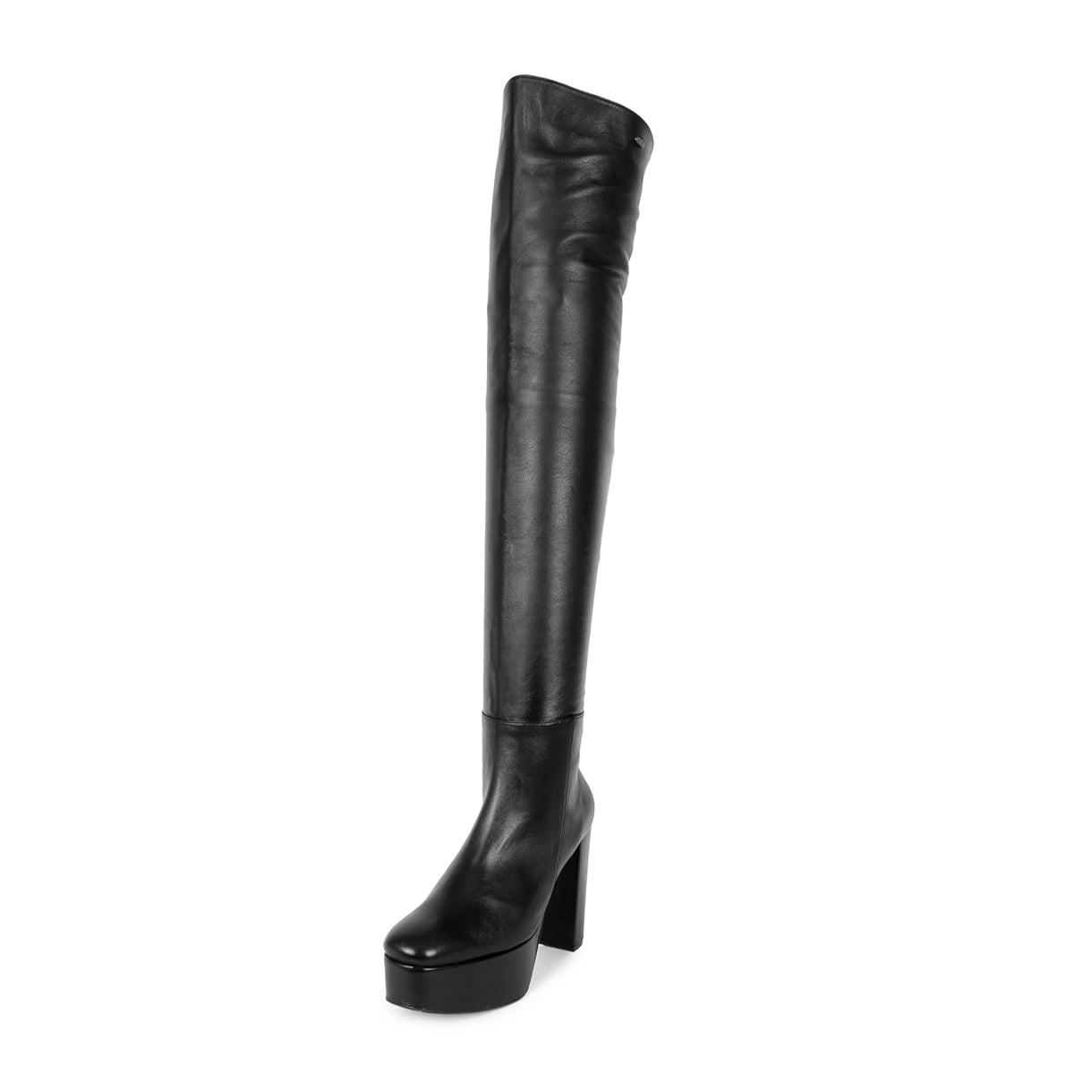 Thigh high boots 70s style (model 607) leather grey