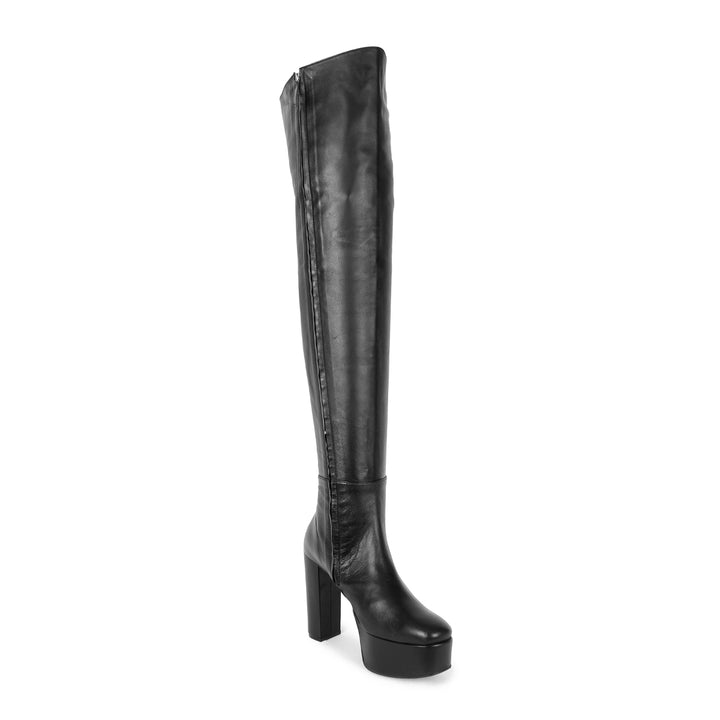 Overkneestiefel 70er Style (Modell 607) Leder schwarz