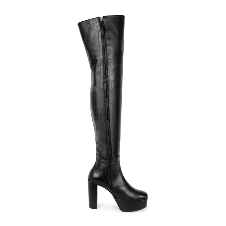 Overkneestiefel 70er Style (Modell 607) Leder schwarz
