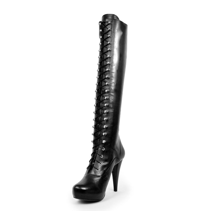 Bottes à laçage crochet (modèle 706) cuir noir