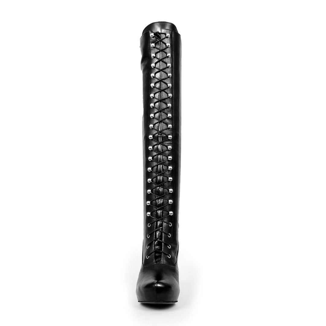 Bottes à laçage crochet (modèle 706) cuir noir