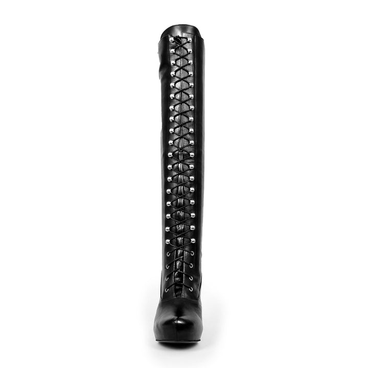 Bottes à laçage crochet (modèle 706) cuir noir