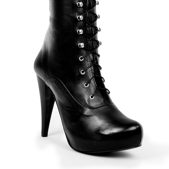 Bottes à laçage crochet (modèle 706) cuir noir