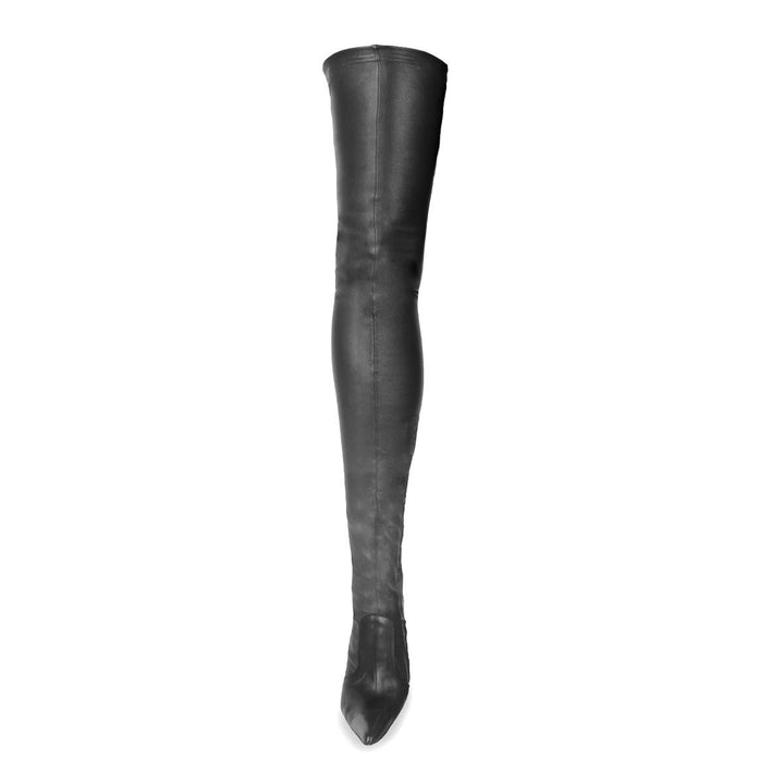 Overkneestiefel mit Metallabsatz (Modell 760) Stretchleder schwarz