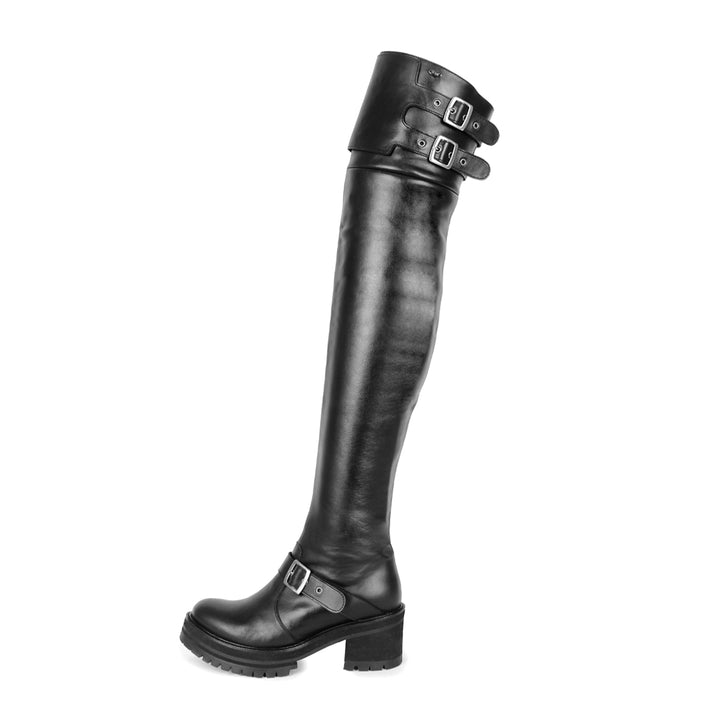 Cuissardes plates Monk Strap (modèle 770) cuir noir