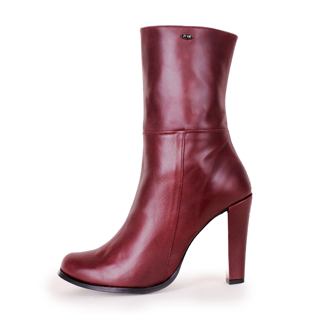 Botín de tacón ancho (modelo 802) cuero oxblood