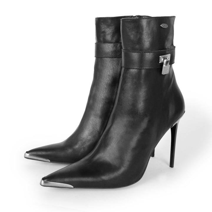 Stiefelette mit Metallspitze (Modell 860) Leder schwarz