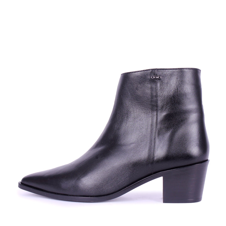Spitze Stiefelette mit Blockabsatz (Modell 880) Leder schwarz