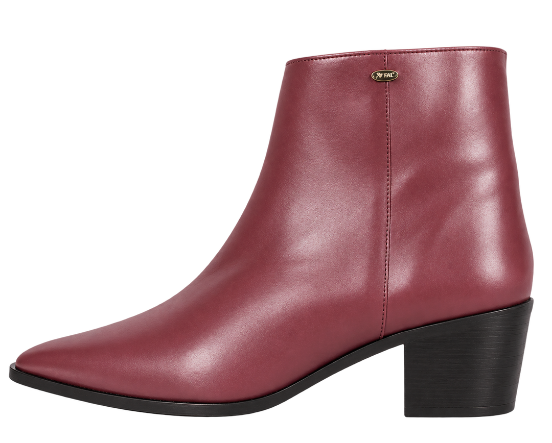 Botines de punta con tacón bloque (modelo 880) cuero oxblood