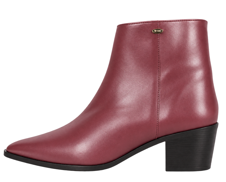 Botines de punta con tacón bloque (modelo 880) cuero oxblood