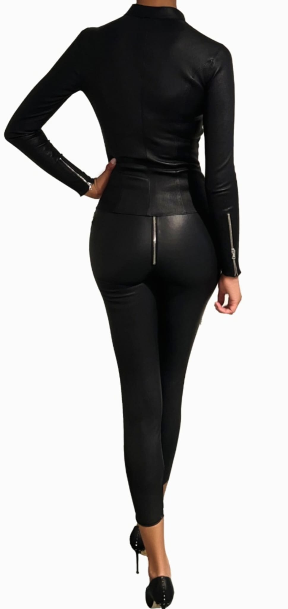 APHERO 7/8 Leggings aus Stretchleder mit Zippern