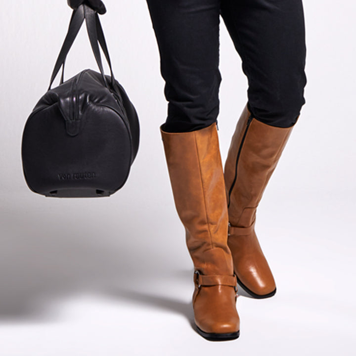 Bottines motardes hauteur genou homme (modèle 305) cuir camel