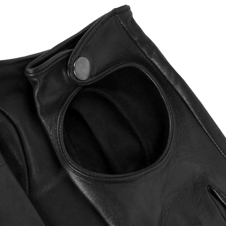 Kurze Autofahrer Handschuhe mit Druckknopf (Modell 212) Leder weiß