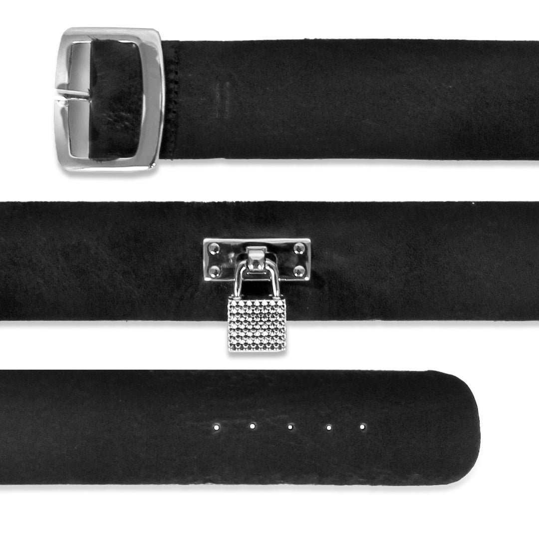 Leather collar with lock (P21)