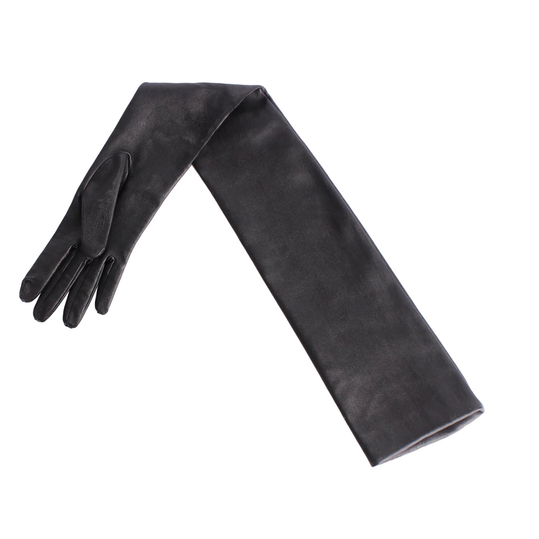 Galahandschuhe aus Stretchleder oberarmlang (Modell 201) schwarz