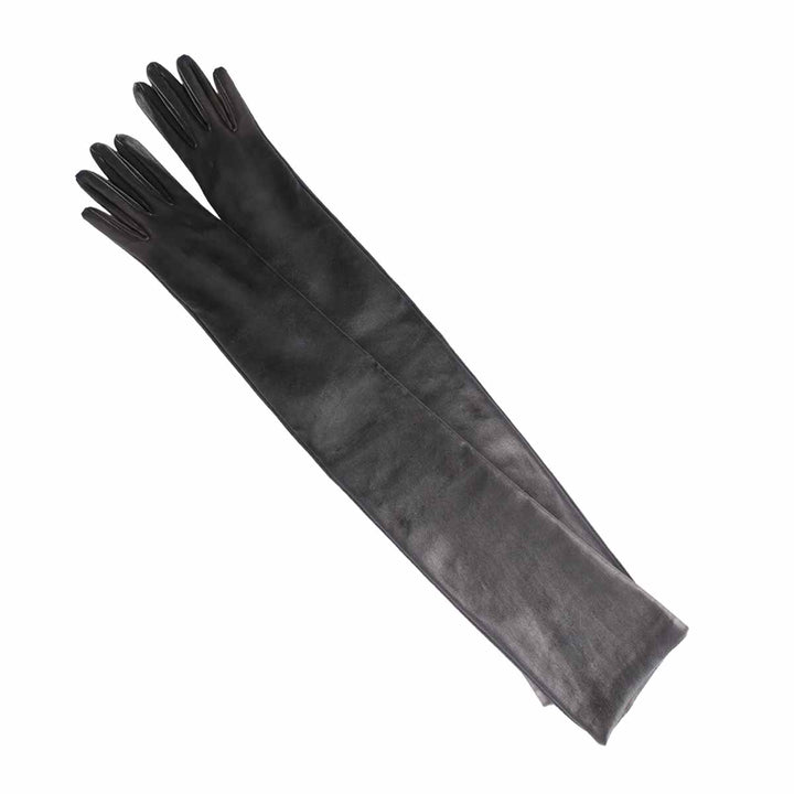 Galahandschuhe aus Stretchleder oberarmlang (Modell 201) schwarz