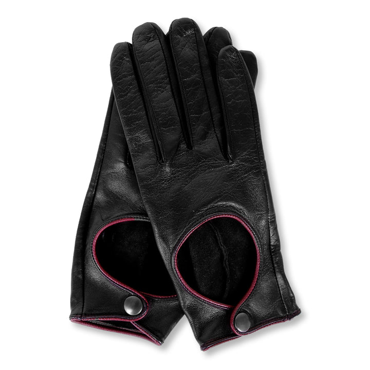 Kurze Autofahrer Handschuhe mit Druckknopf (Modell 212) Leder bicolor
