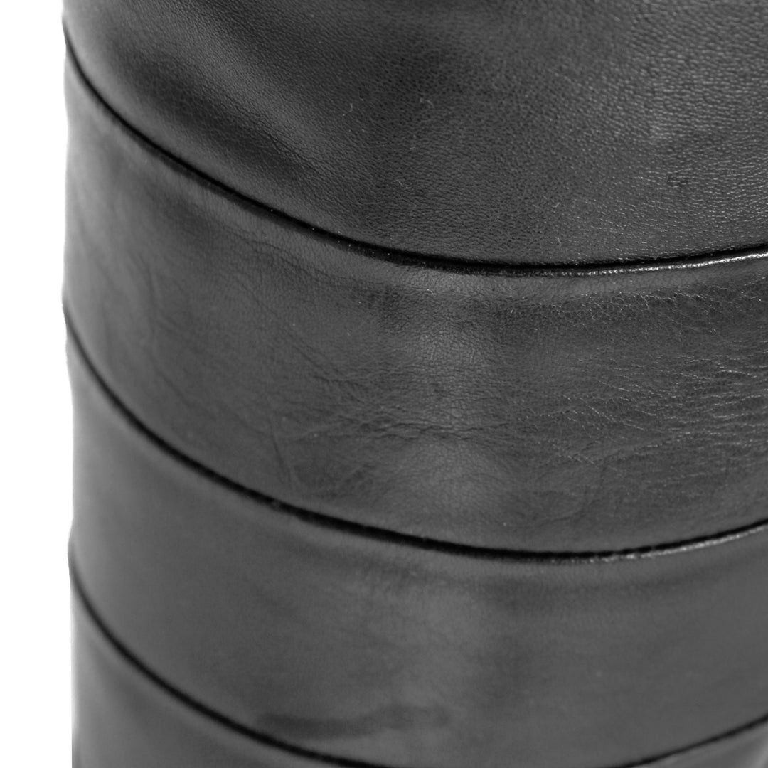 Cuissardes en cuir segmenté et talons aiguilles (modèle 160) cuir noir