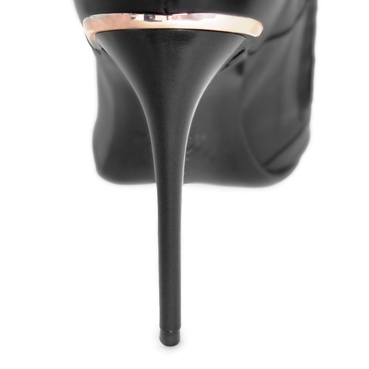Cuissardes en cuir segmenté et talons aiguilles (modèle 160) cuir noir