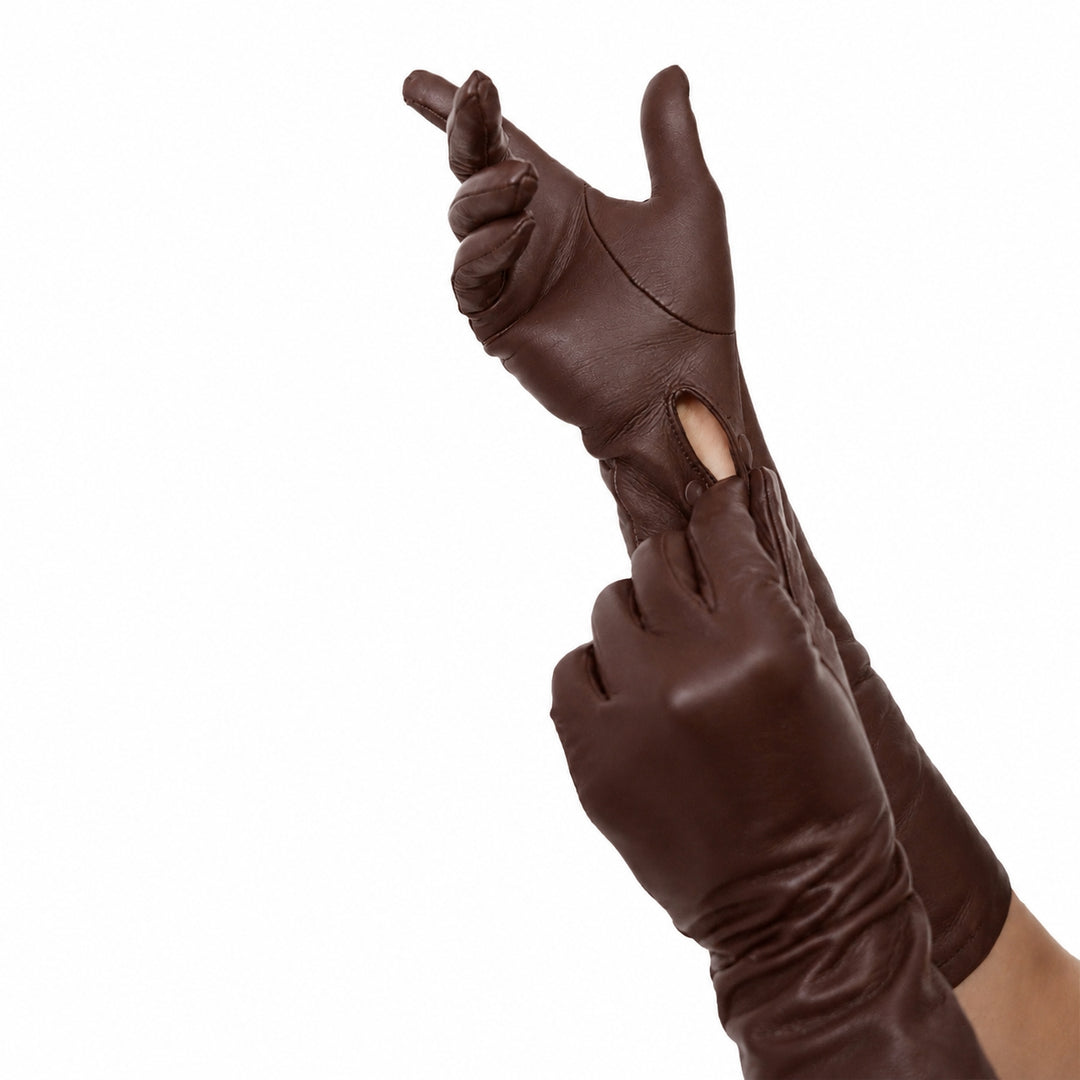 Opera gloves with push buttons (model 215) leather brown – Fernando Berlin