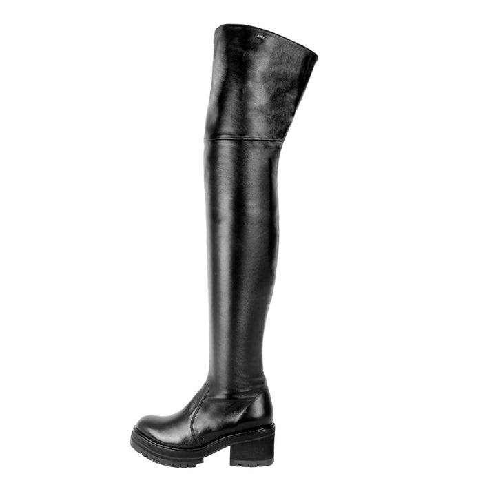 Chunky overknee-the-knee boots (model 570) leather black
