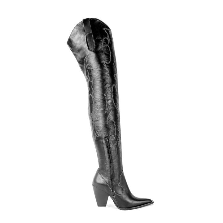 Santiags jusqu'à la cuisse (modèle 612) cuir camel