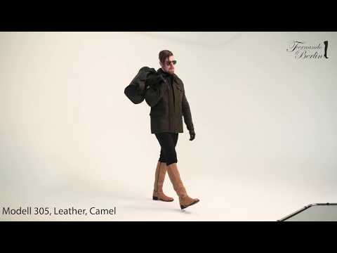 Bottines motardes hauteur genou homme (modèle 305) cuir camel