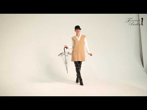 Crotch high boots block heel (model 112) leather ivory