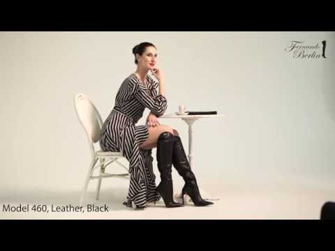 Bottes hauteur genou à bout métal (modèle 460) cuir noir