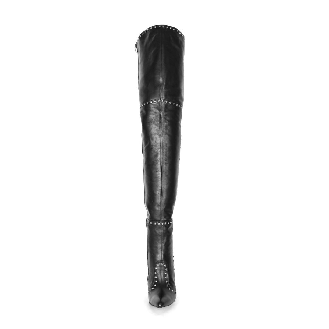 Overkneestiefel mit Nieten (Modell 610) Leder schwarz