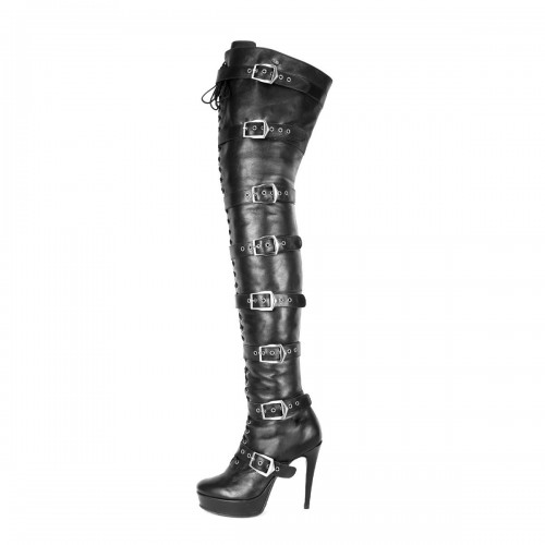 Thigh high boots with buckles and stiletto heels made-to-measure (Model 117)