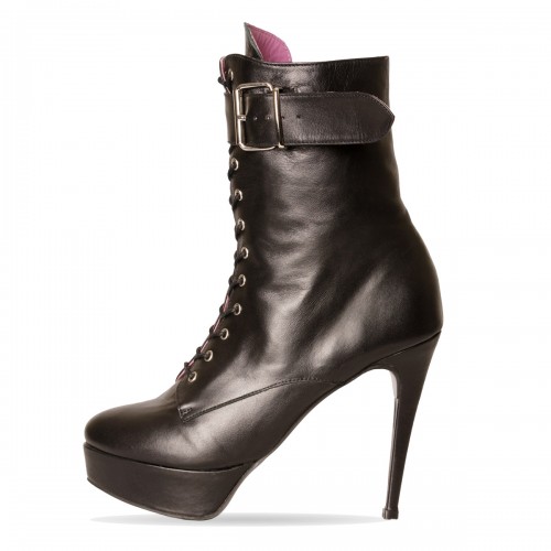 Lace-up booties high heel with platform and straps standard size (Model 817)