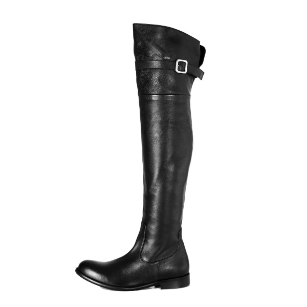 Classic over-the-knee boots with strap flat made-to-measure (Model 350)