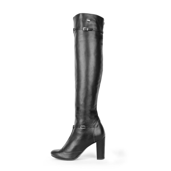 Over-the-knee boots Mary Jane style with straps and block heel (Model 418)
